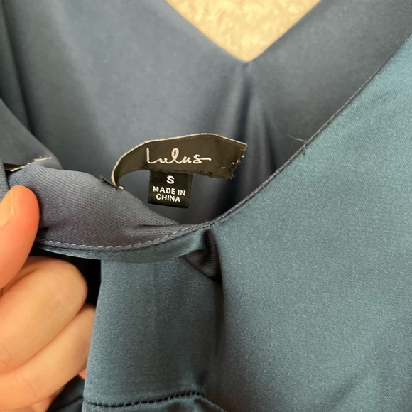 Delightful Allure Dark Blue Satin Pleated Backless Maxi Dress - Picture 8 of 8